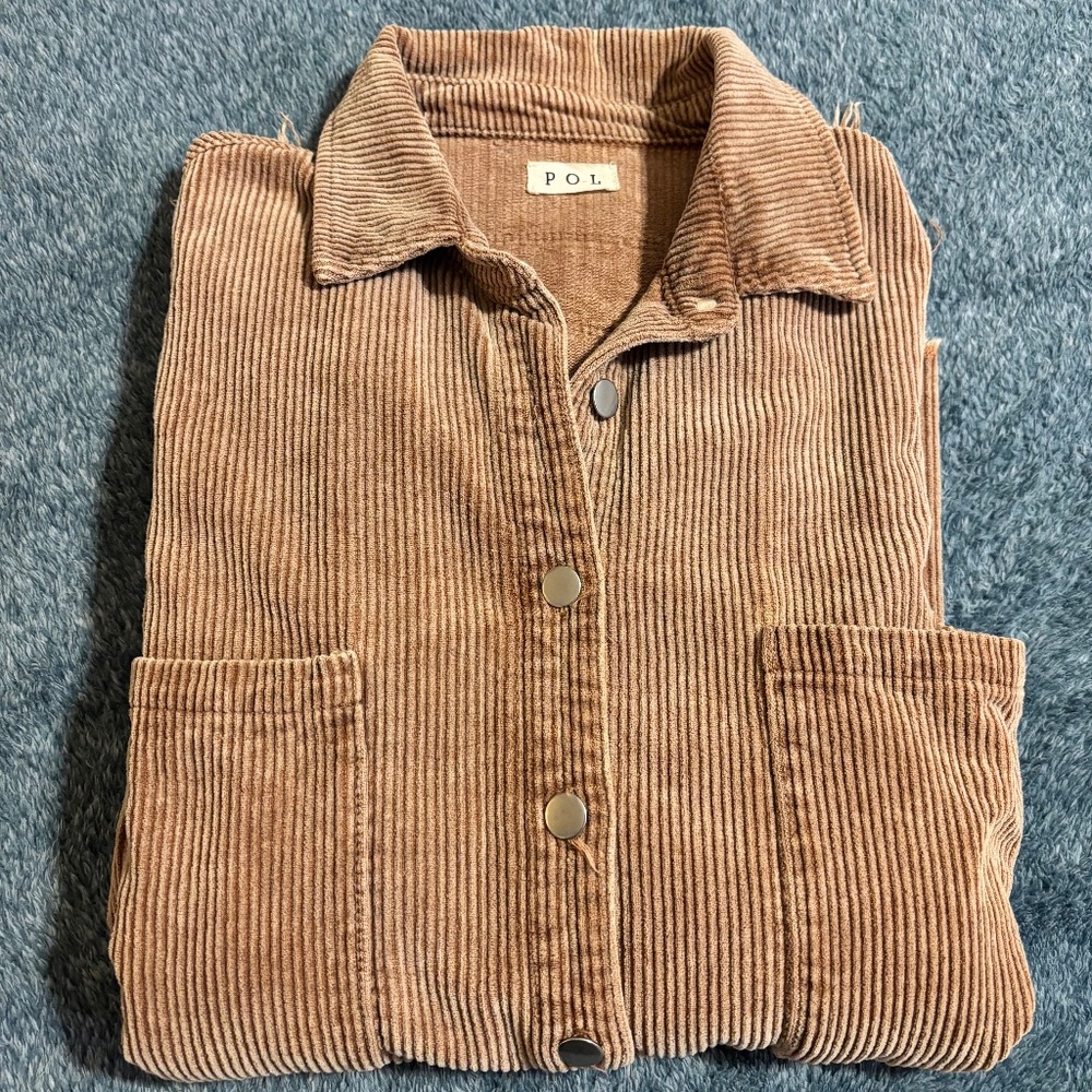 POL Tan Corduroy Button Down Shirt